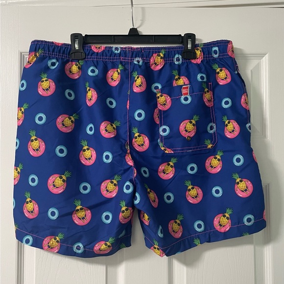 Men’s XL Party Shark swimming trunks blue with pineapples! - Picture 2 of 6